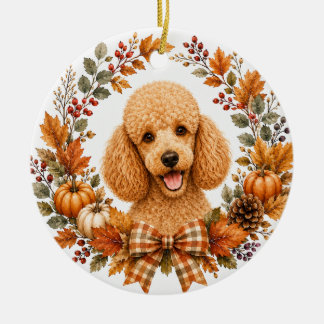 Ornamento De Cerâmica Coroa de Outono de Poodle