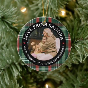 Ornamento De Cerâmica Coroa de Xadrez Moderna Avó Foto Natal