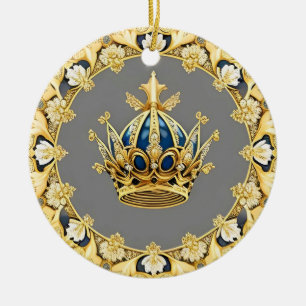 Ornamento De Cerâmica Coroa Dourada Elegante