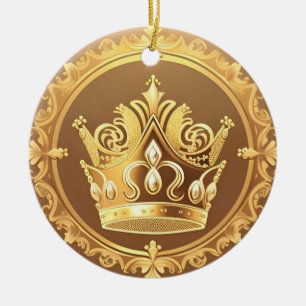 Ornamento De Cerâmica Coroa Dourada Elegante