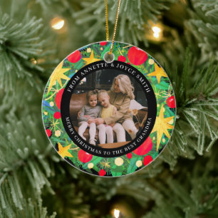 Ornamento De Cerâmica Coroa elegante da avó foto Natal
