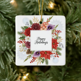 Ornamento De Cerâmica Coroa Floral de Férias Elegantes Felidas Festas