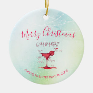 Ornamento De Cerâmica Corona Christmas Holiday Green Quarantini Martini