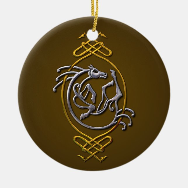 Ornamento De Cerâmica Corpo Celta - Prata e Dourado (Frente)