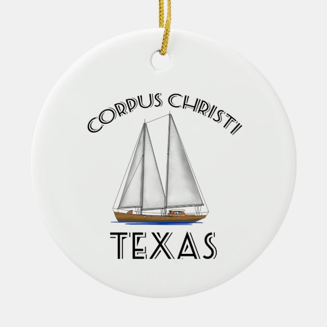 Ornamento De Cerâmica Corpus Christi Texas Sailing (Frente)