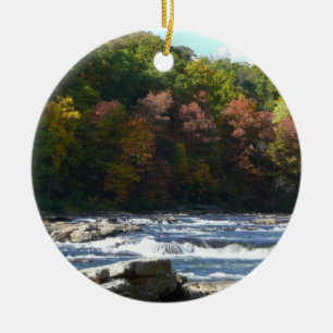 Ornamento De Cerâmica Corredeiras do rio Ohiopyle no outono da Pensilvân