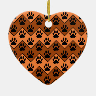 Ornamento De Cerâmica Corredor Laranja E Castanho Com Padrão De Pata De