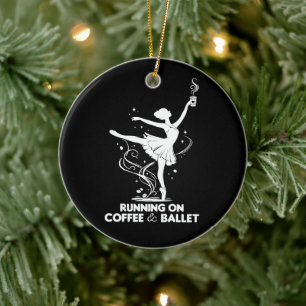 Ornamento De Cerâmica Correndo Com Café E Ballet Professora Engraçada Da