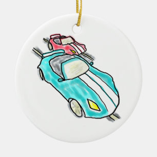 Ornamento De Cerâmica Corrida de Carros em Pista