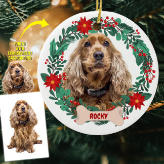 Ornamento De Cerâmica Corrida de Natal Personalizada com Foto Pet