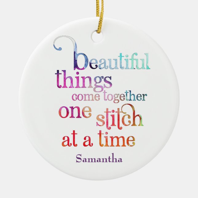 Ornamento De Cerâmica Cortando costurando um soco de cada vez (Frente)