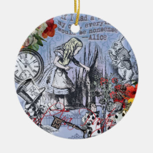 Ornamento De Cerâmica Cortina de nonsense da Alice no país das maravilha
