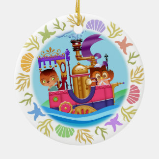 Ornamento De Cerâmica Coruja e o gatinho