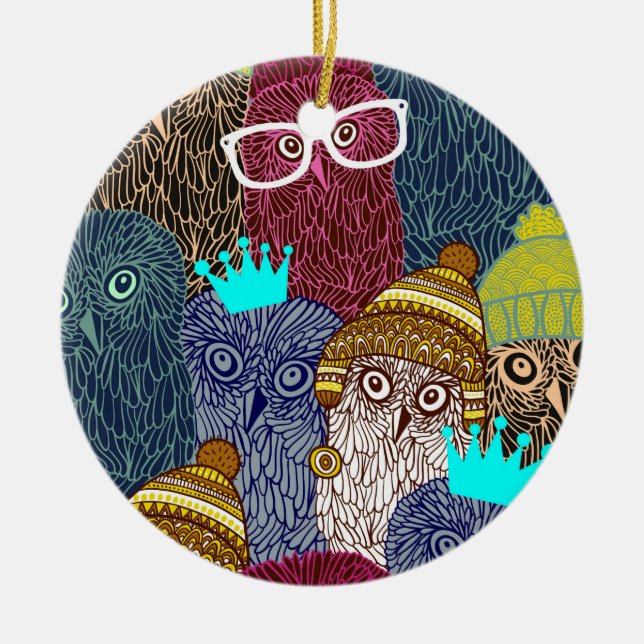 Ornamento De Cerâmica Coruja na coroa (Frente)