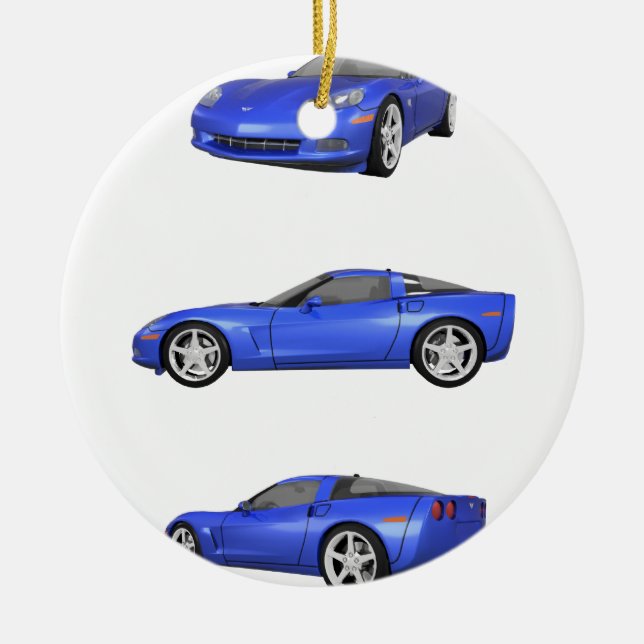 Ornamento De Cerâmica Corvette azul: (Frente)