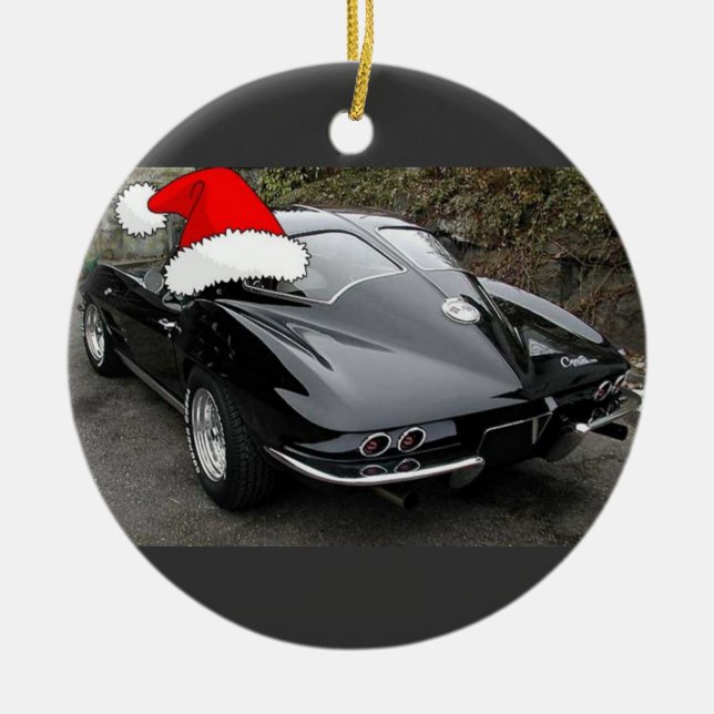 Ornamento De Cerâmica Corvette Black Split Window/Christmas (Frente)