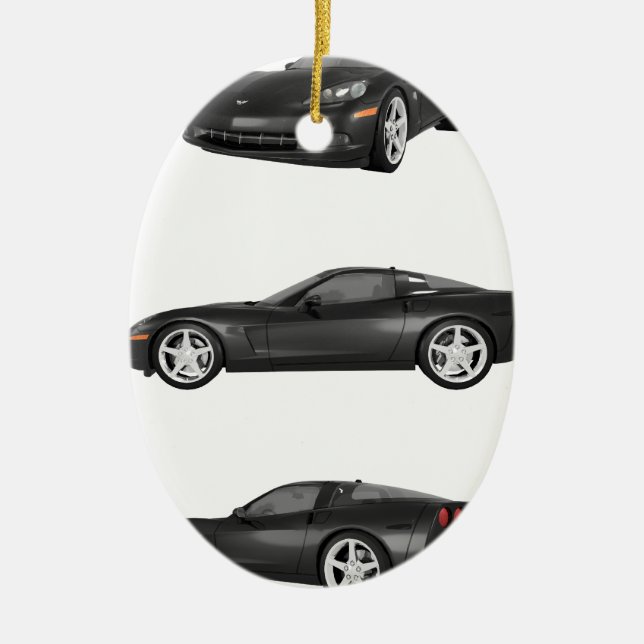 Ornamento De Cerâmica Corvette Preto (Frente)