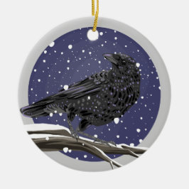 Ornamento De Cerâmica Corvo de Inverno