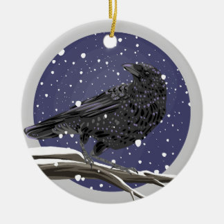 Ornamento De Cerâmica Corvo de Inverno