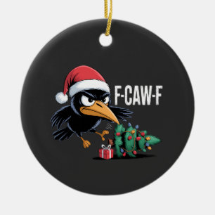 Ornamento De Cerâmica Corvo do Natal Árvore de Natal Corvo F-caw-f