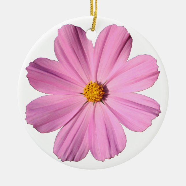 Ornamento De Cerâmica Cosmos Rosa (Frente)