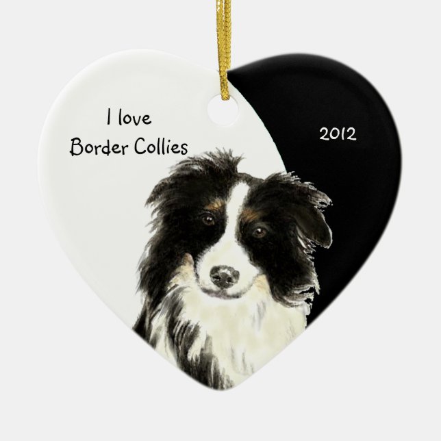 Ornamento De Cerâmica Costume Dated I love Border Collies dog, animal de (Frente)