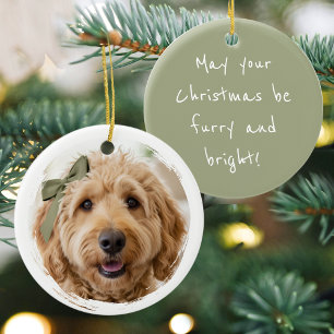 Ornamento De Cerâmica Costume de Natal Foto Personalizada Cachorro Pet