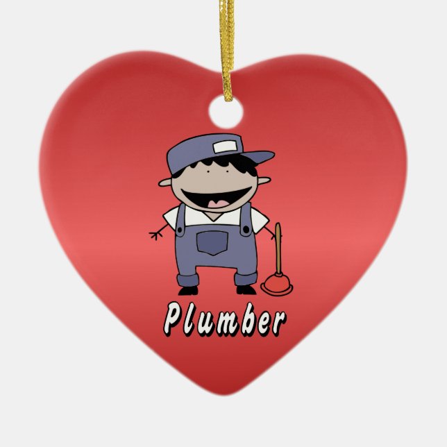 Ornamento De Cerâmica Costume do canalizador da ocupação personalizado (Frente)