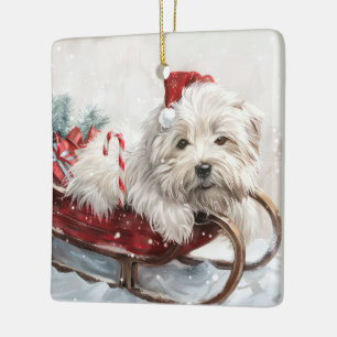 Ornamento De Cerâmica Coton De Tulear Cão Festivo