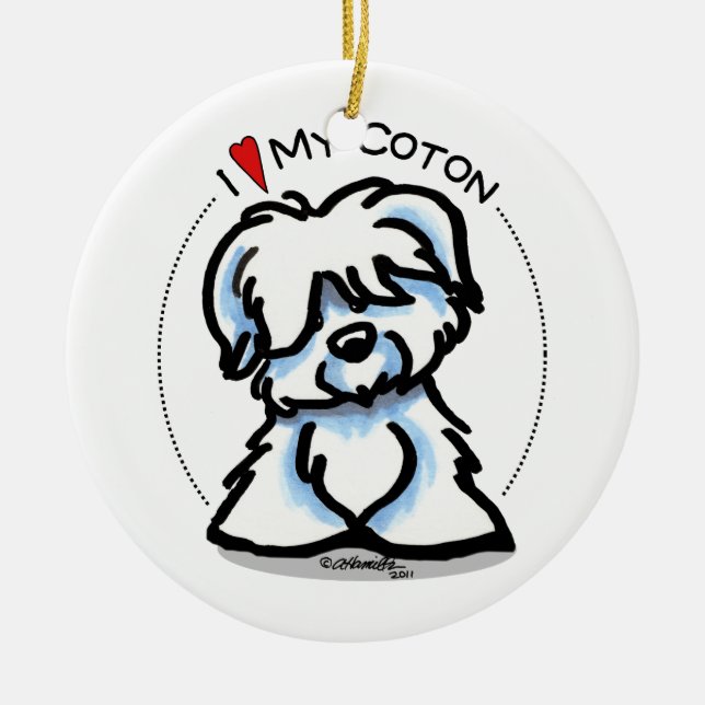 Ornamento De Cerâmica Coton de Tulear Lover (Frente)