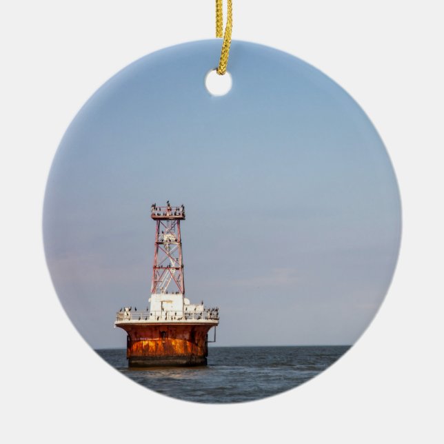 Ornamento De Cerâmica Cotovelo do farol de bordo cruzado (Frente)