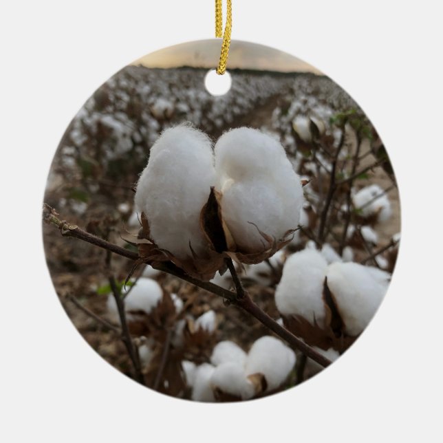 Ornamento De Cerâmica Cotton Boll Sunset (Frente)