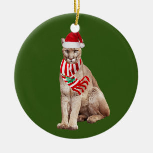 Ornamento De Cerâmica Cougar com o Natal da loja