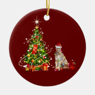 Ornamento De Cerâmica Cougar com o Natal da loja