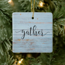 Country Blue "Gather" Script Farmhouse