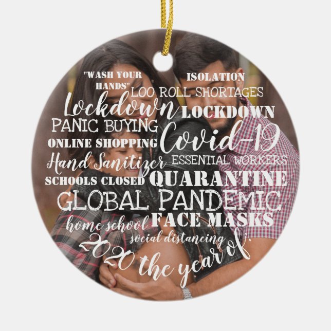 Ornamento De Cerâmica covid19 2020 ano das máscaras faciais adicione sua (Frente)