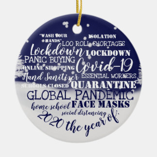 Ornamento De Cerâmica covid19 2020 the year of face masks isolation