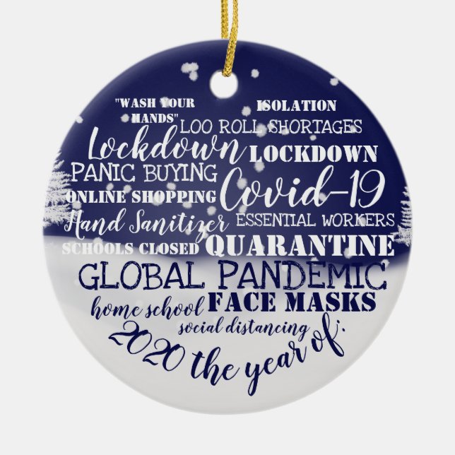 Ornamento De Cerâmica covid19 2020 the year of face masks isolation (Frente)
