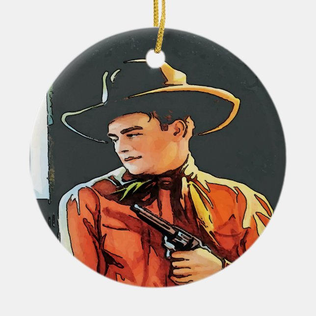 Ornamento De Cerâmica Cowboy, adicionar, editar texto (Frente)