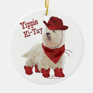 Ornamento De Cerâmica Cowboy em Boots