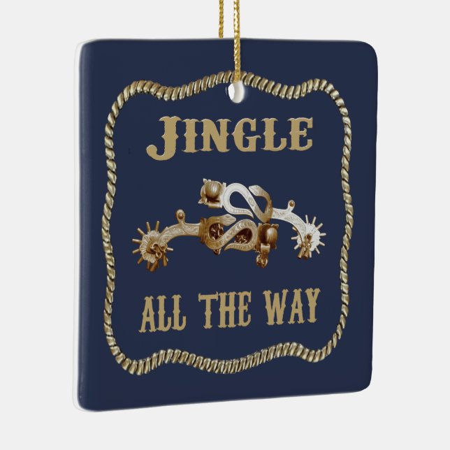 Ornamento De Cerâmica Cowboy Ocidental Spurs Jingle Por Todo O Caminho (Direito )