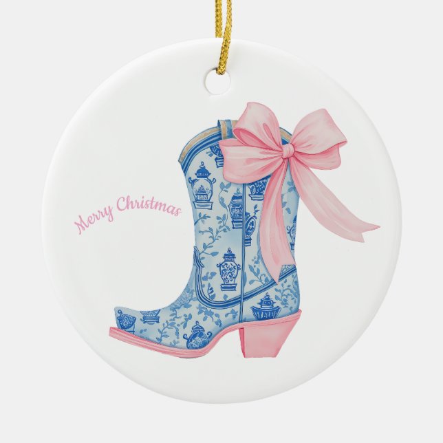 Ornamento De Cerâmica Cowgirl Christmas Ornament (Frente)