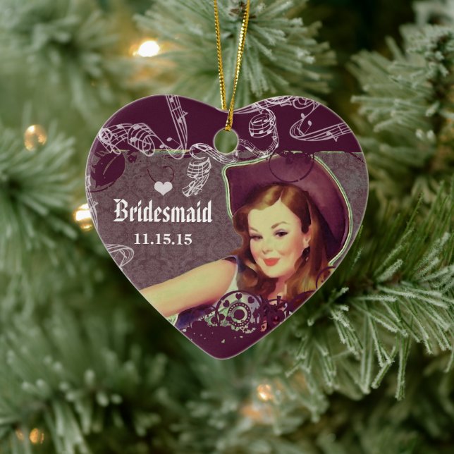 Ornamento De Cerâmica Cowgirl Old Western CHURRASCO Purple Bridesmaid Fa (Árvore)