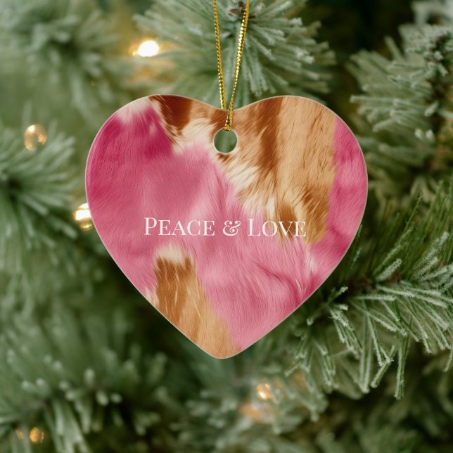 Ornamento De Cerâmica Cowhide Castanho-Rosa-Castanho (Árvore)