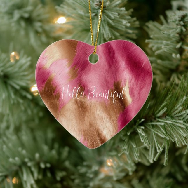 Ornamento De Cerâmica Cowhide Dourada-rosa ocidental (Árvore)