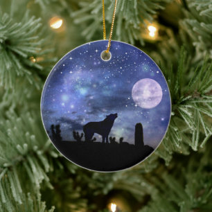 Ornamento De Cerâmica Coyote e Catus, no sudoeste do Natal