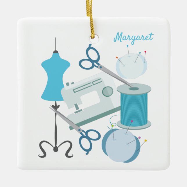 Ornamento De Cerâmica Cozedura E Infiltração De Azul (Frente)