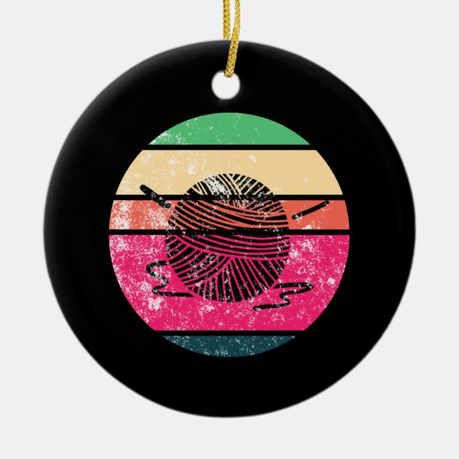 Ornamento De Cerâmica Cozedura em Crochet Wool (Frente)