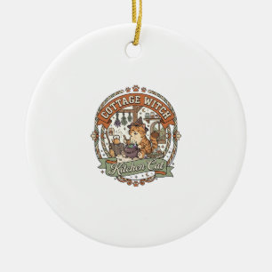 Ornamento De Cerâmica Cozinha de Bruxa de Cabana Gato Cozinha de Bruxa d