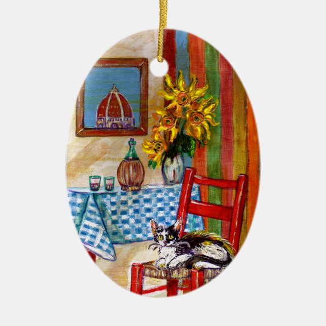 Ornamento De Cerâmica COZINHA ITALIANA no rubi do vermelho de FLORENÇA (Frente)